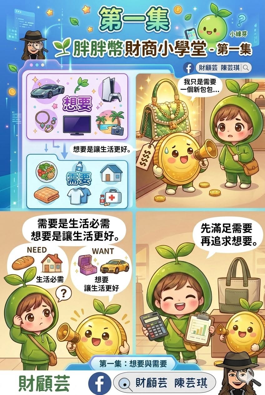 胖胖幣財商小學堂第一集：想要與需要漫畫