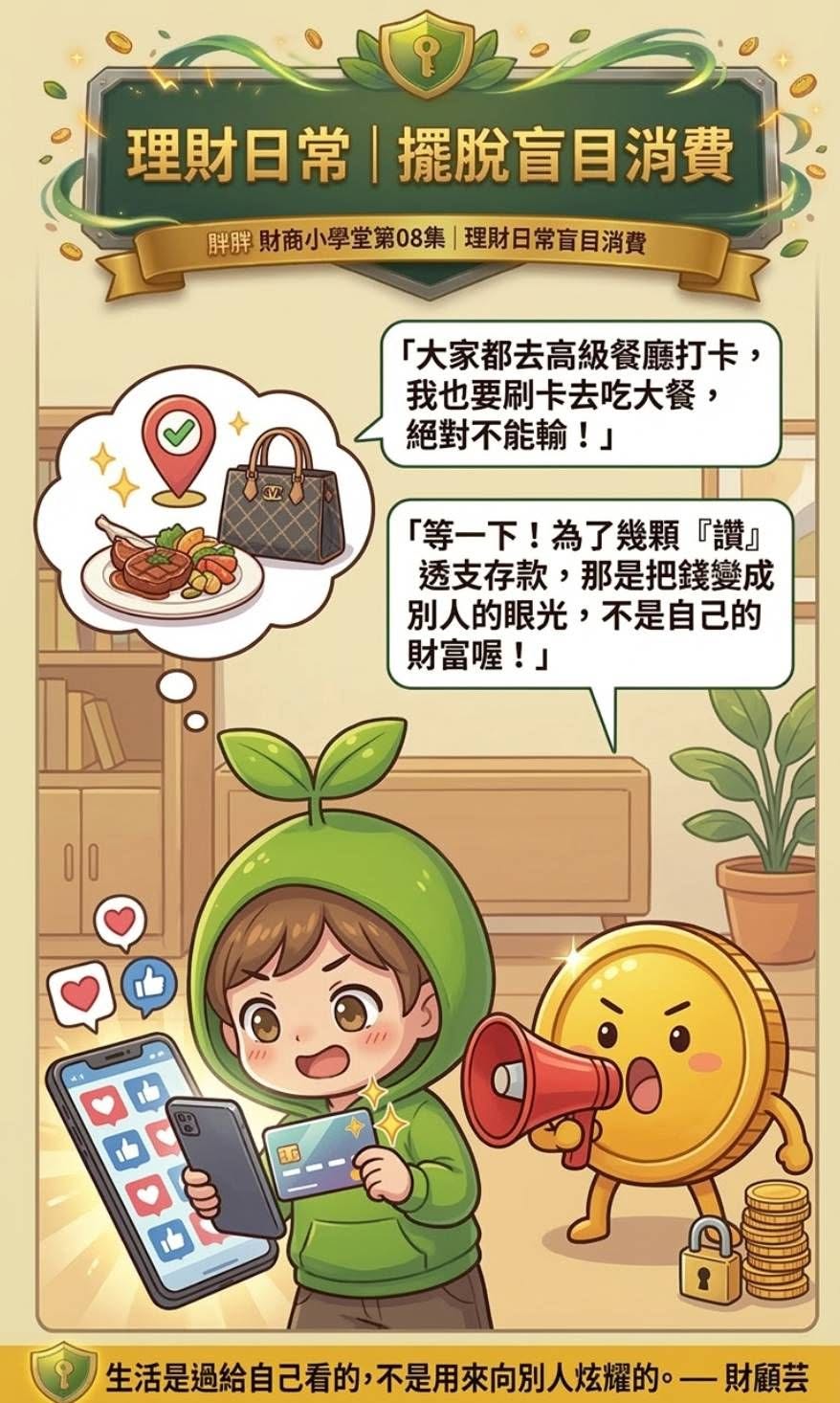 胖胖幣財商小學堂第八集延伸篇：擺脫盲目消費漫畫