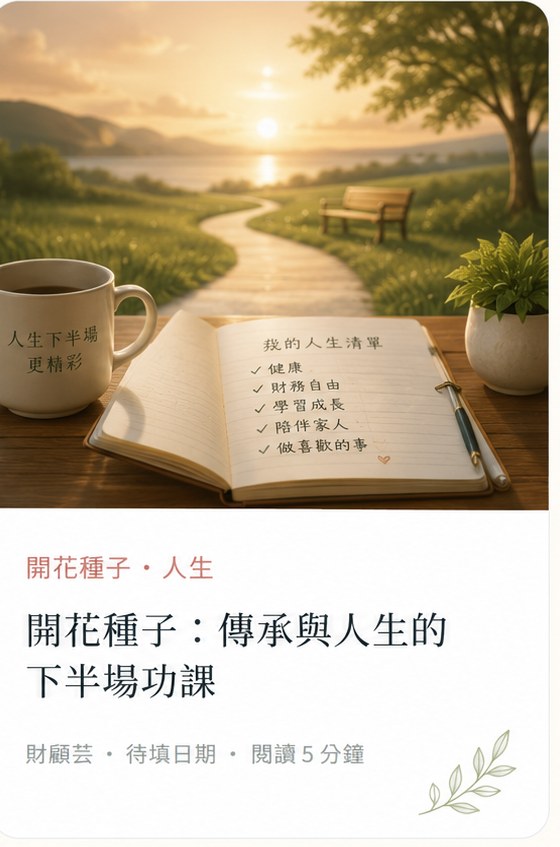 開花種子傳承與人生下半場功課圖卡